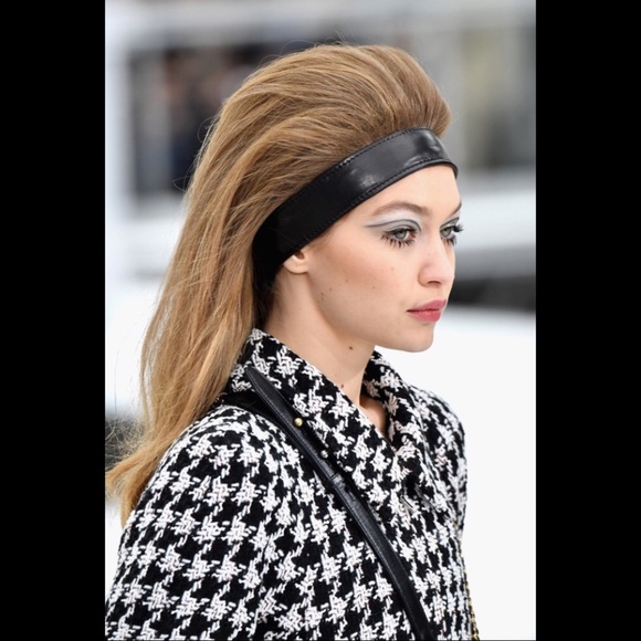 CHANEL Accessories - Chanel Black Leather quilted headband -thick width